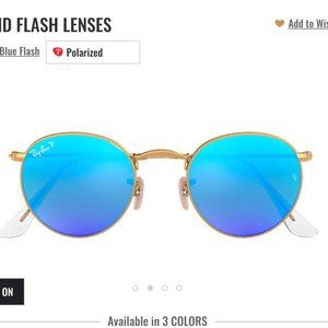 Ray-Ban polarized blue round gold frame